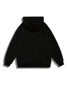 Felpa con cappuccio oversize da uomo, felpa con cappuccio nera di moda da strada, felpa con cappuccio casual con stampa in inglese della California, maniche lunghe, grafica in inglese versatile, con coulisse nera, abbigliamento sportivo da uomo, stile Y2K, adatto per uso quotidiano, autunno inverno