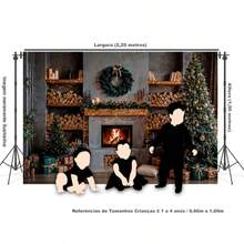 Horizontal Photographic Background For Photo Shoots Sublimated Fabric 3D Fireplace Garland Realistic Christmas Scene 2.20x1.50cm - FF-3265 - 查看 3