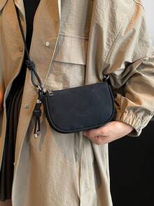 1 geantă de mână mică vintage mată pentru femei, geantă crossbody compactă și elegantă pentru uz zilnic - Negru - Vizualizare 6