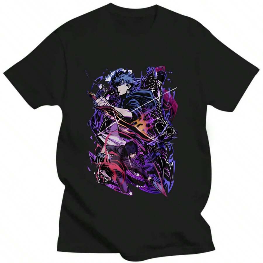 Anime Unisex T-Shirt, Anime Special Tee, Anime Manga Shirt, Anime Shirt, Anime Lovers Shirt, Graphic - 黑色 - 查看 1