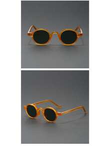 Orange retro kleine runde Brille für Frauen und Männer, klassisch, Luxus-Markendesigner, populäre Steampunk-Töne, Hip-Hop-Mode-Brille