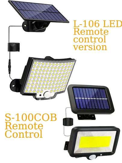 مجموعة من 100/106 ضوء جداري شمسي مع كاشف حركة، قابل للفصل والفرز لإضاءة جدران الفناء؛ أضواء شارع خارجية شمسية لإضاءة السلامة في الجراج مصنوعة من مادة ABS قوية - إضاءة سلامة داخلية/خارجية مع مفتاح تلقائي، إضاءة واسعة الزاوية، مصابيح LED مناسبة للحدائق