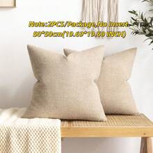 1/2 Piezas Fundas de almohada decorativas de lino sintético beige, estilo granja moderna, funda de almohada rústica con textura tejida, adecuada para sala de estar, dormitorio, coche, cama, silla, cojín de sofá - de color crema - Ver 19