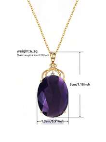 1 PC Elegant Purple Cubic Zirconia Necklace Pendant For Women Valentine's Day Gift Wedding Anniversary Jewelry,Mom,Mother,Mother's Day,Gift - 1# - View 6