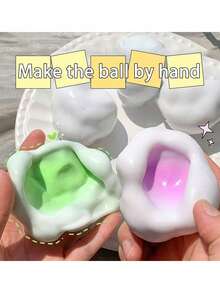 1pc Handmade Mochi Stress Relief Toy, Soft Glutinous Rice Paste, Squeeze To Relieve Stress, Thin Ice Skin, Pliable Mochi Texture, Ideal Gift For Office, Party, April Fool's Day (No Needles)