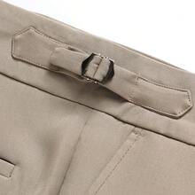 The Latest Men's Solid Color Suit Two-Piece Set With Lapel Collar And Double Breasted Buttons For Four Seasons, Men's Business Suit, Formal Business Casual Wedding Dress - Màu Khaki - Xem 10