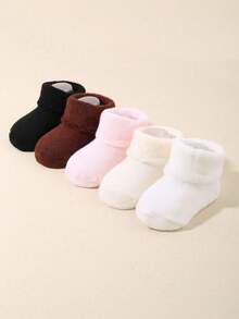 5 Pairs Preemie Socks For Baby, Unisex Boys Girls Rich Terry Turn Cuff Socks, Newborn Premature Terry Socks, Newborn Baby Essentials, Baby Shower Decoration, Baby Girl Accessories, Halloween Christmas Gift - Multicolor - View 8