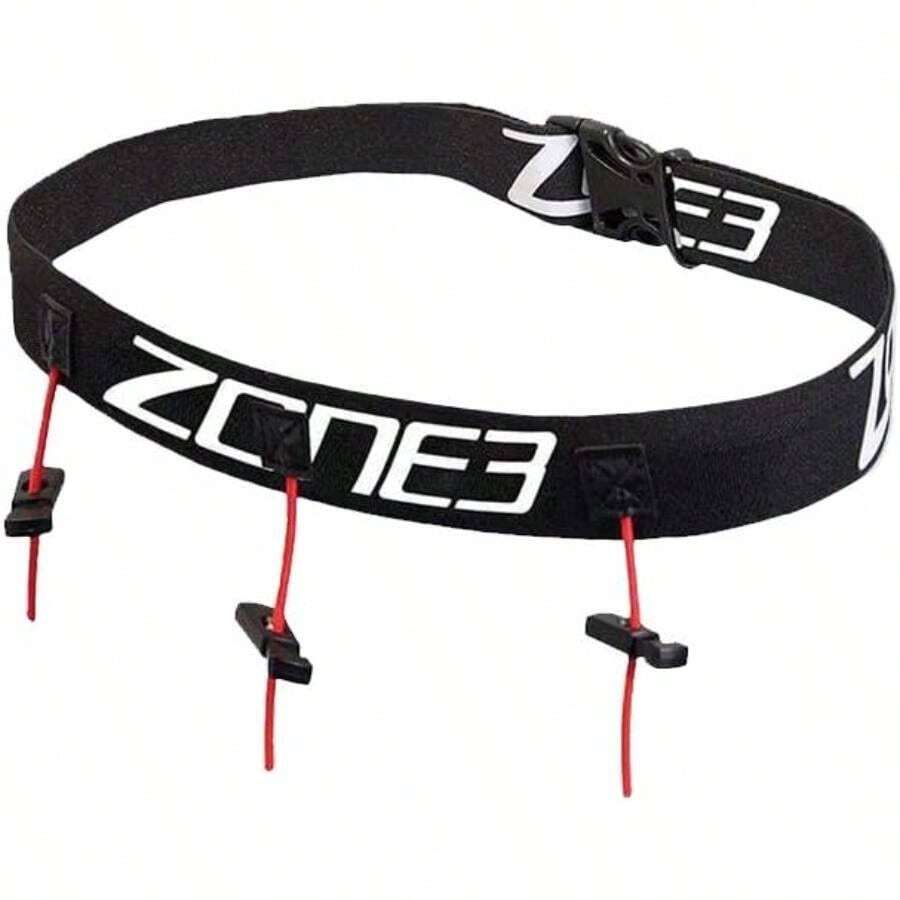ZONE3 Ultimate Race Number Belt with Gel Loops - black / red + Talla Única - Ver 1