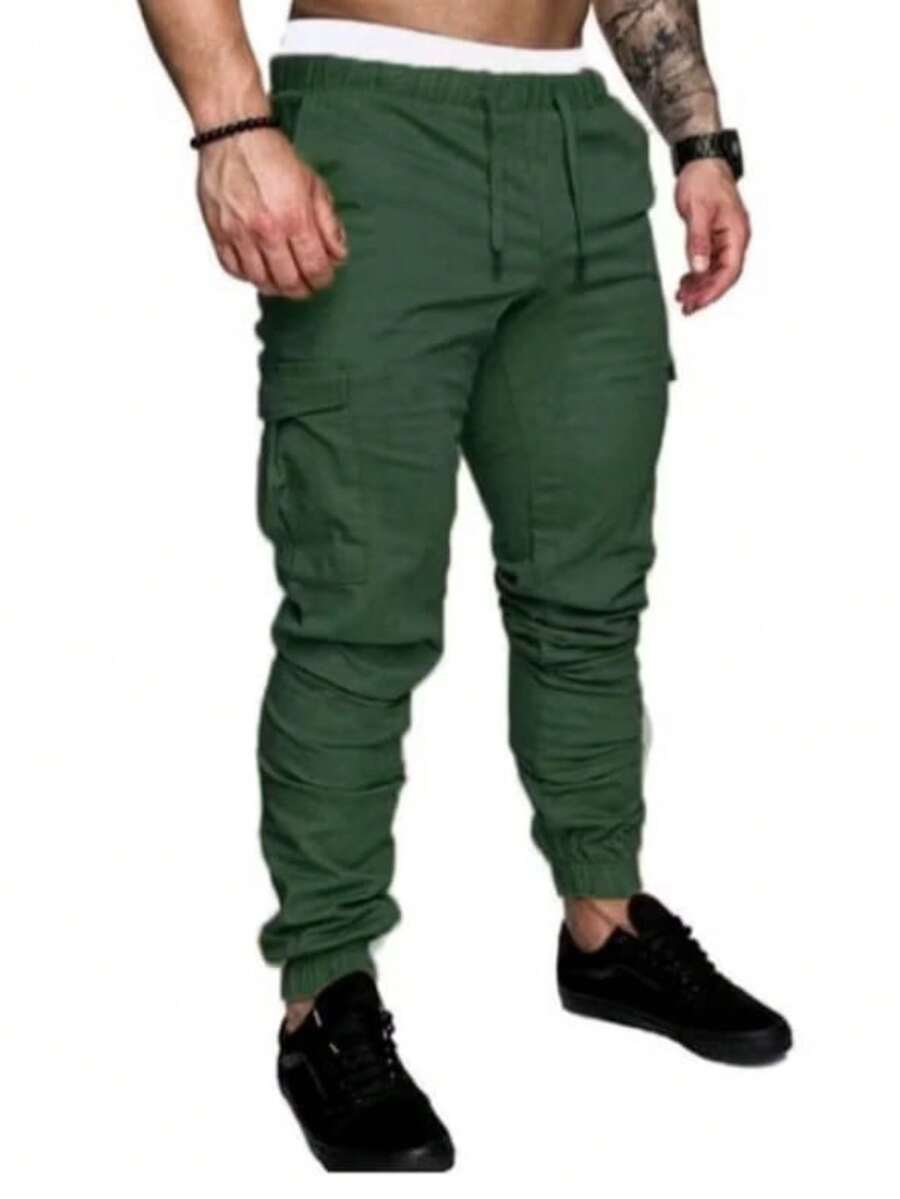 Calça Jogger Cargo Masculina – Estilo Urbano com Conforto Extremo - Verde Oliva - Visão 1