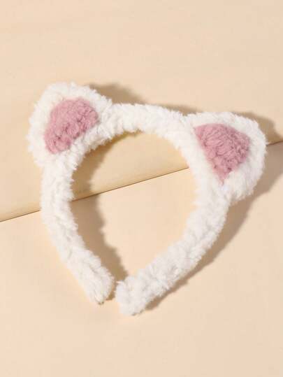 1 قطعة شريط رأس بأذنين قطة فرو لطيف، جميل وجذاب، مناسب للخريف والشتاء، شريط شعر