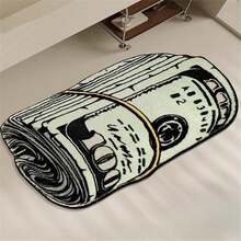 1pc Coin Shaped Rug, Cartoon Dollar Mat, Faux Wool Rug, Home Bedroom Bedside Carpet, Asymmetrical Shape Mat - Multicolor - View 1