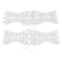 1pc Women's Lace Short Waist Belt With 3 Buckles, Fishbone Waist Cincher, Suitable For Daily Commute, Wedding Bride Waist Shaping, Music Festival Party Matching With Skirts, Dresses, Suits - White - View 3