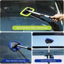 11pcs Auto Windshield Cleaning Kit With 6 Reusable Microfiber Pads, 2 Spray Bottles, Extendable Handles - Green, Popular Auto Cleaning Essential - Blue & Green - 查看 2
