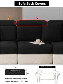 1PC Polar Fleece Jacquard Sofa Cushion Cover, Beautiful Decorative Sofa Cushion Cover, Pet-Proof Sofa Dust-Proof Elastic Sofa Cushion Cover, Jacquard Lines, Solid Black Color, Simple And Elegant, Waterproof, Non-Slip, Machine Washable, Suitable For L-Shaped Sofa 1/2/3/4 Seats, Spring, Summer, Autumn And Winter Seasons - Black - View 18