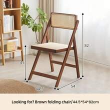 Scaun pliabil din ratan țesut - Scaun de masă cu spătar din bambus pentru interior/exterior (stil nordic din lemn natural, respirabil și multifuncțional) - Ghimbir - Vizualizare 7