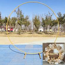 1 pieza Marco de arco de globos de metal, disponible en tamaños de 1.5/1.8/2/2.2/2.5m de arco circular, adecuado para bodas, aniversarios, cumpleaños, graduaciones, decoración de fiestas, arreglos de globos y flores (Dorado)