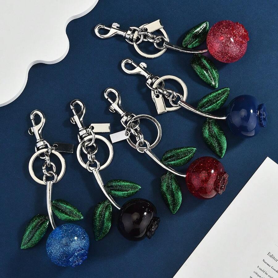1 Piece Unisex Blueberry Keychain, Fruit Ornament, Bag Charm  Car Keychain, Daily Small Friends - 款式C - 查看 1