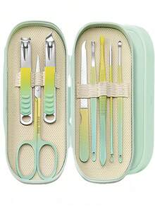 专业美甲美足护理套装，女士个人护理套装，足部护理套装（含耳垢清除器、指甲钳、美甲工具），男女通用旅行包，送亲朋好友及父母的礼物 - 彩色 - 查看 21