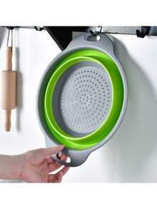 Coladores y filtros de alimentos, juego de filtros de agua plegables, perfectos para escurrir pasta, verduras y frutas en la cocina y durante los viajes, artículos de cocina para una máxima eficiencia en la cocina con estilos acogedores de otoño e invierno - Verde - Ver 5