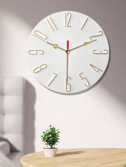 Moderne Minimalist Digital Wand Klok Wit Goud Hour Markers), Silent Quartz Movement, Battery Powered Living Room, Bedroom, Office, Kitchen Ideal Ho warming/Birthday AA Batteries Not Included Durable Materials Easy To Read Display, Home High Quality Craftsmanship, Working Professionals view 5