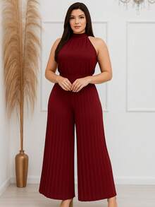 Pleated Jumpsuit For Weddings And Special Events - 紅木色 - 查看 3