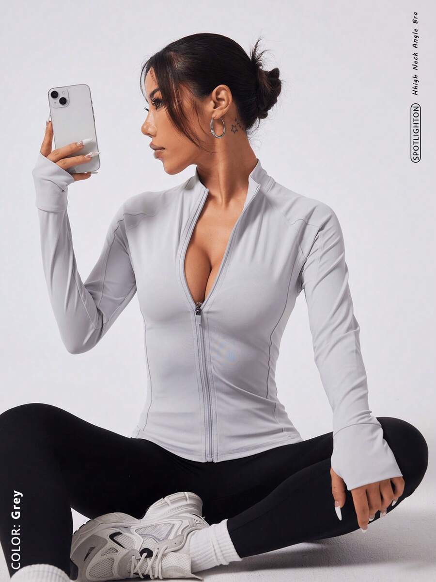 Figure-Flattering Fit,Sophisticated Coverage** - Modest High Neck With Full-Zip Versatility ,Youthful Elegance,Seamless Transition** - From Studio Sessions To Brunch Dates,#CoutureActive #SweetheartSport #AgelessChic,Elegant Zip-Up Yoga Cover,Slimming Zip-Up With Waist Cinching Detail,Elegant High-Neck Yoga Jacket
