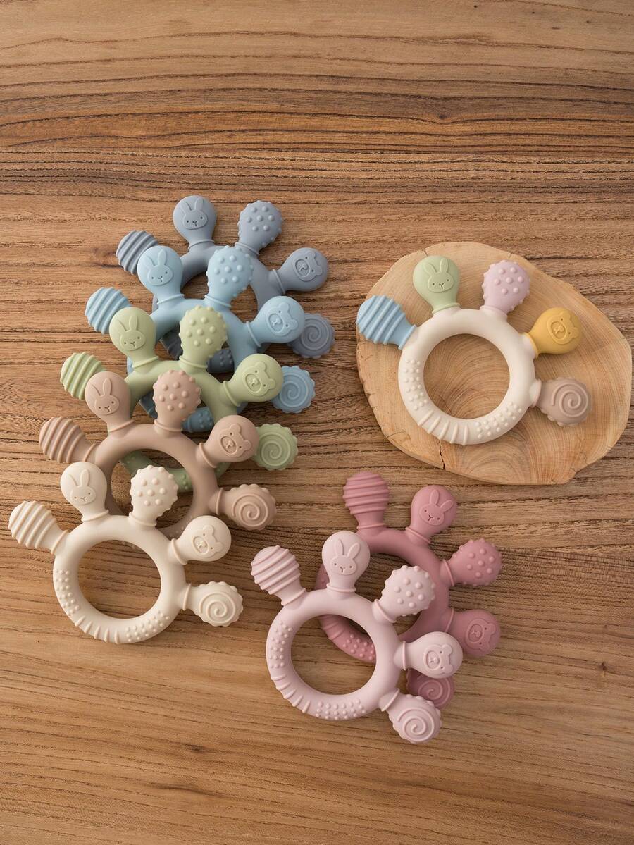 PopLittleOne 1 cái đồ chơi gặm nướu bằng silicone cho bé hình bàn tay hoạt hình, vòng gặm nướu họa tiết dễ thương, phụ kiện mềm cho trẻ sơ sinh - Nhiều màu - Xem 1