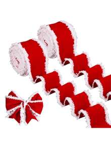 1PC 196-Inch Christmas Red And White Fringed Decorative Ribbon, Christmas Tree Decoration, Gift Packaging Accessory Dow, DIY Christmas Gift Packaging Ribbon, Red And White Fringed Bow Pendant Decor Suitable For Christmas Decor, Door Hanging Decor, Living Room And Bedroom Room Decor, Outdoor Courtyard, Christmas Gifts, Gift-Giving Christmas Decorations Winter