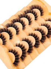 7 Pairs/Box Natural, Thick And Fluffy False Eyelashes, Dramatic Rip Effect, 8D Thick, Long-Lasting, Rip Effect, Fox Eye Lift Effect, Extend And Add To The Outer Edge Of The Eyelash Strip, Making The Eyes Look Longer And Thicker