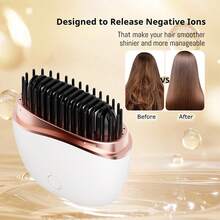 Portable Cordless Hair Straightener Brush, Upgraded Ionic Plus Straightening Brush, Rechargable Mini Hair Straightening Comb With Negative Ions For Women, 30s Fast Heating 2 Temperature Adjust, Anti-Scald Ceramic Electric Hair Comb For Home, Travel, Dormitory Styling Tools