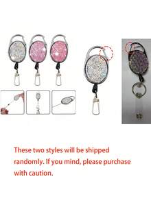 镶钻伸缩钥匙扣，闪亮配饰，轻松拉动，360°旋转，带腰带/登山扣，内置尼龙绳，钥匙圈，纽扣，工具取出器，创意登山扣钥匙扣，防摔防盗尼龙绳锁，户外攀岩登山扣吊坠，可挂在钥匙、名片、手机挂绳、背包上，母亲节礼物，生日纪念品 - 彩色 - 查看 11