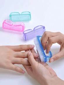 10 件指甲清洁刷指甲刷用于清洁指甲，钩针刷，带符合人体工程学的粉色手柄，清洁刷小除尘刷，去除指甲灰尘工具，塑料清洁刷美甲沙龙清洁小工具，除尘小刷子 - 彩色 - 查看 5