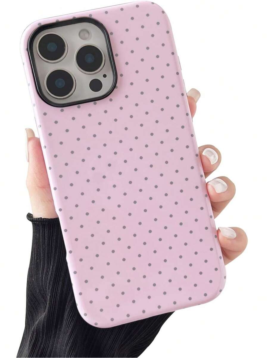 Compatible With IPhone 17 Pro Max Case, Fashion Cute Polka Dot Pattern Aesthetic Design For Women, Soft TPU And Hard Back Shockproof Phone Case For IPhone 17 Air 17 Pro 16 Plus 15 14 13 12 11 Pink - Hồng - Xem 1