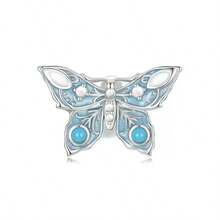 1pc Silver Color Blue Ocean Series, Flower, Butterfly, Heart, Bowknot, Earth, Moon, Stars, Moon Oil Painting, Hot Air Balloon, Small Fish, Octopus, Turtle, Jellyfish, Dragon-Shaped Pendant Charm Fit Original Bracelet Necklace Pendant Beads For Diy Jewelry Making Perfect For Women Girl Daily Wear Accessories - Blue - View 17