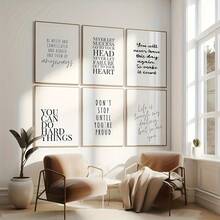 6 件套女士励志墙饰，粉色办公桌装饰，配有生活名言画廊墙饰，腮红粉色化妆家居/办公室装饰，无框 - Set of 6 - 查看 10