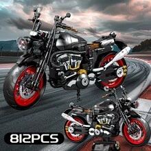 Modelo de bloques de construcción de motocicleta clásica de alta tecnología, juguete de ladrillos de carreras de ciudad de moto para decoración de escritorio de adultos, regalo de Navidad - Multicolor - Ver 8