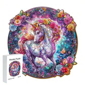 Caja de regalo de Navidad Rompecabezas de madera con forma asimétrica Rompecabezas de caballo arcoíris Regalo de cumpleaños Decoración del hogar Regalo único personalizado Juego interactivo familiar de alta dificultad