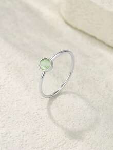 A Simple And Elegant Blue Moonstone Ring Stainless Steel Delicate Women's Hand Jewelry Suitable For Party Wear - Silver - View 1