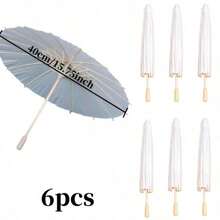 6pcs Vintage White Paper Umbrellas – 39.98 Cm, Foldable & Portable, Perfect For Weddings, Festivals, And Home Decor, Sun Protection, Artistic Design, Parasols For Photography,Spring Summer Picks,Brides Maid Gifts,Room,Bedroom Deccor,Bedroom Deccor,Beach,Travel,For Men,For Women,Vacation,Cute Stuff,Outdoor,Garden,Travel Essentials,Portable Essentials,Beach Essentials,Graduation Season,Commencement,Graduation Ceremony,Graduation Gift,Graduation Present,Graduation Gift,Graduation Present,Congrats Grad,Congratulations Graduate,Valedictorian,Finish School,Graduation Party,Outdoor Essentials,Travel Portable,Hiking Essentials,Camping Essentials,Portable Tools,Summer Essentails,Summer Portable - White - View 5