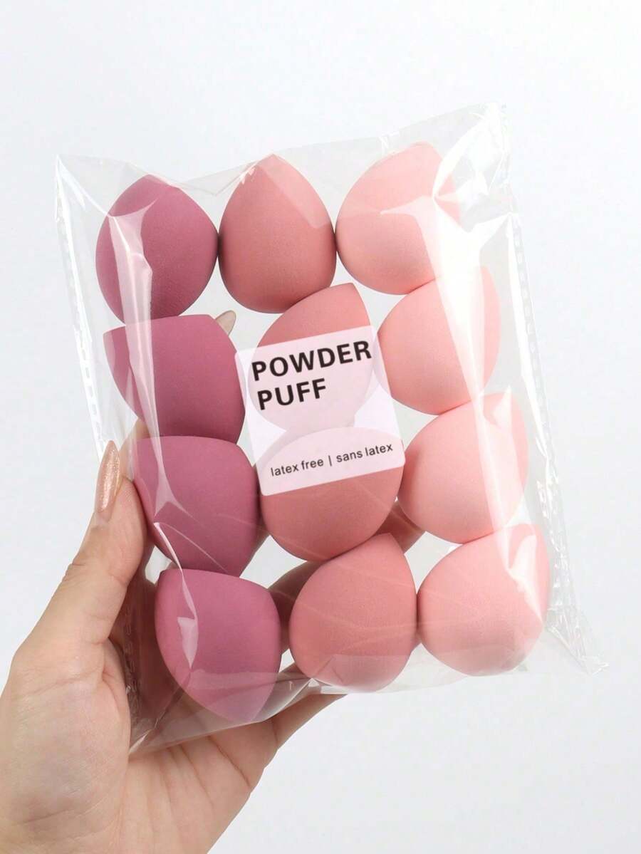 [12 esponjas absorbentes de agua para maquillaje] 12 esponjas de maquillaje de poliuretano absorbentes de agua y sin látex - Adecuadas para bases líquidas, en crema y en polvo - Disponibles en varios colores - Multicolor - Ver 1
