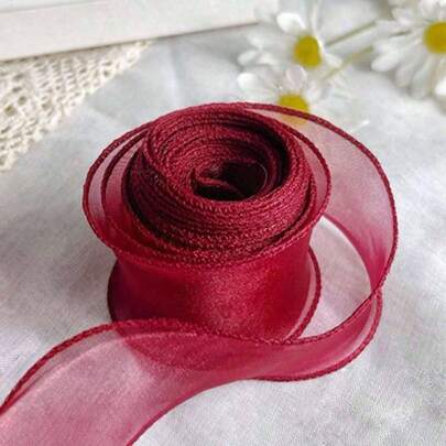 1 cái/2 cái 10 Yards/Cuộn Vải tuyn đuôi cá nhiều màu, Ruy băng vải mỏng màu trơn, Dùng để gói quà, Trang trí bó hoa ngày lễ tình nhân, Trang trí tiệc cưới, Thích hợp làm thiệp mời, Đồ thủ công, Trang trí nơ cài tóc, Không bao gồm lõi