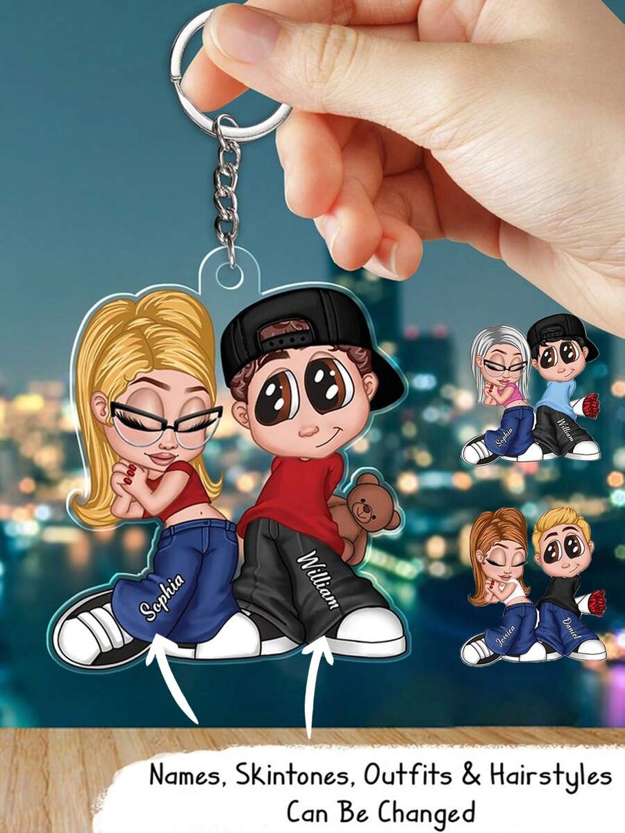 Spersonalizowane imiona/styl, spersonalizowany brelok akrylowy dla pary Y2K, spersonalizowane akcesoria samochodowe Y2K dla pary, prezent dla niego, prezent dla niej, rocznica walentynek, spersonalizowany brelok do kluczy z prezentem dla pary, wisiorek do plecaka damskiego, akrylowy brelok do kluczy dla par, przyjaciół, zwierząt domowych, spersonalizowane zdjęcia, spersonalizowana zawieszka do samochodu ze zdjęciem, spersonalizowany dodatek samochodowy - Wielokolorowe - Zobacz 1