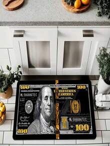 1pc New US Dollar Bill Design Area Rug, Suitable For Living Room, Bedroom, Indoor - Machine Washable - Flannel Material, Soft Wrap, Skin-Friendly, No Pilling, Water-Resistant Easy Care, Odorless - Ideal For Home Decor, Room Decor, Living Room Carpet, Bedroom Carpet, Bathroom Carpet, Kitchen Carpet, Area Rug, Hotel Decor - Area Rug, All Season Use.
