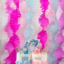 DParty Paper Backdrop Crepe Paper Swirls Garland Backdrop Fringe Paper Hanging Streamers For All Party Events Garland Backdrop Events Accessories10 - 藍粉紅色 - 查看 5