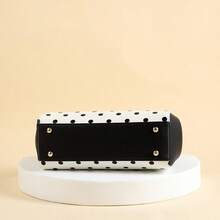 Bolso de mano de piel patentada minimalista con lunares burdeos de moda, nuevo bolso de hombro y bandolera con lazo para mujer