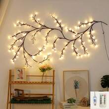 1 个 72LED USB 供电柔性藤蔓灯串，八种照明模式带遥控器，适用于花园、家庭、客厅、露营、派对、节日等室内环境照明，是一份完美的礼物 - 棕色 - 查看 11
