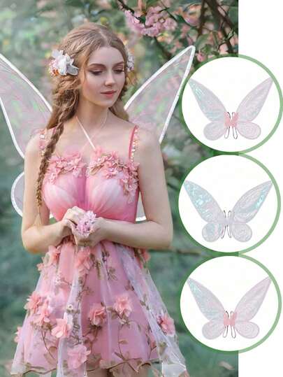 1pc Holiday Party Makeup Props&Adult Cosplay Large Butterfly/Fairy Wings Halloween Ladies' Fairy Cicada Wing Rainbow Colored Wings, Suitable For Festival Party Costume Performance Halloween Adults,Butterfly Wings For Girls,Fairy Costume For Women Halloween Dress Up Party Favor Fairy Costume Halloween Dress Up Cosplay Christmas Gifts, New Year Present