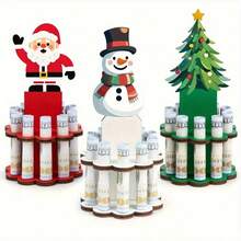 3 PiecesWooden Christmas Money Holder With 10 Holes, Festive Ornament Dispenser For Winter Party Decor – Perfect Gift Idea (Christmas/Valentine's/Thanksgiving) & Accessories, Christmas Decor