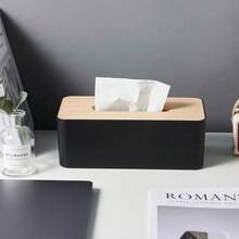 Solid Color Bamboo Lid Tissue Box, Bamboo & Wood Lid Paper Box Tissue Holder, Square And Round Tissue Box, Wooden Storage Box, Home Decor For Dining Table, Disposable Paper Napkin Holder, Bamboo Rectangle Napkin Rack, Suitable For Bathroom Vanity, Office, Dining Table, Living Room, Bedroom, Bathroom, Car Tissue Storage