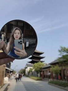 装饰艺术圆形壁镜 - 全身水平壁挂式镜子，带塑料框架，无需电力 | 客厅、卧室、玄关、浴室墙面装饰的家居装饰，用于试穿服装的自拍镜，房间装饰 - 彩色 - 查看 8